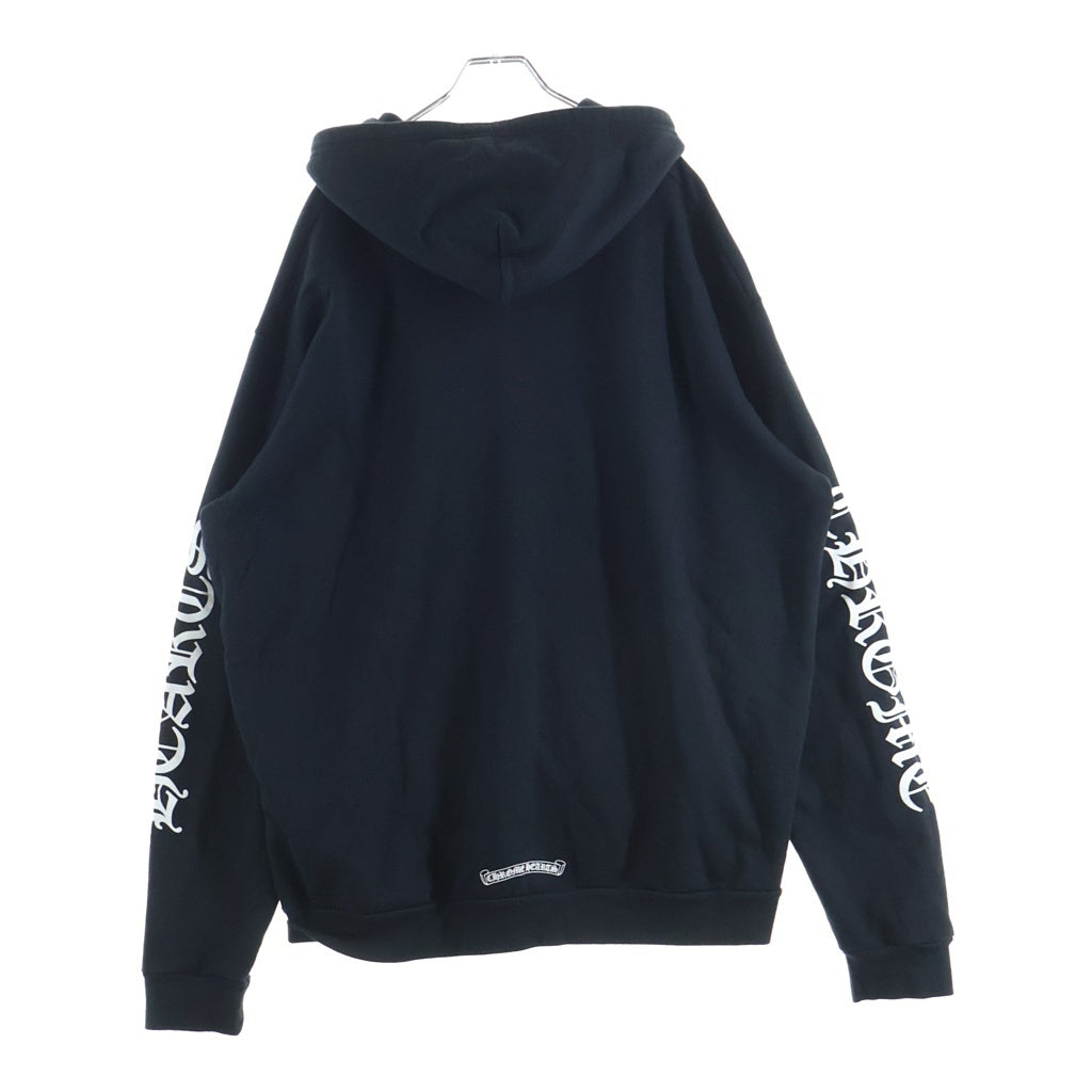 CHROME HEARTS(クロムハーツ) SWTSHRT HD ZIP 袖ロゴ フーディー ジップアップパーカー ブラック