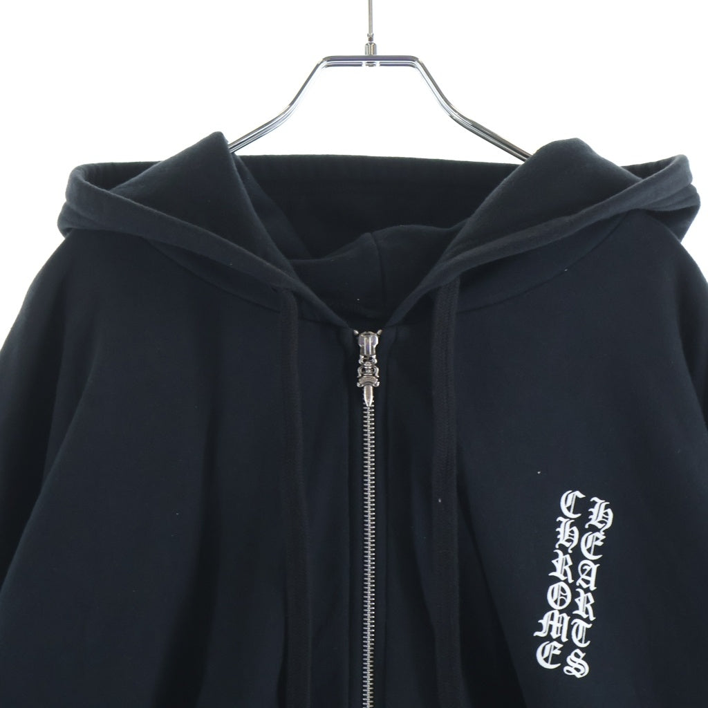 CHROME HEARTS(クロムハーツ) SWTSHRT HD ZIP 袖ロゴ フーディー ジップアップパーカー ブラック