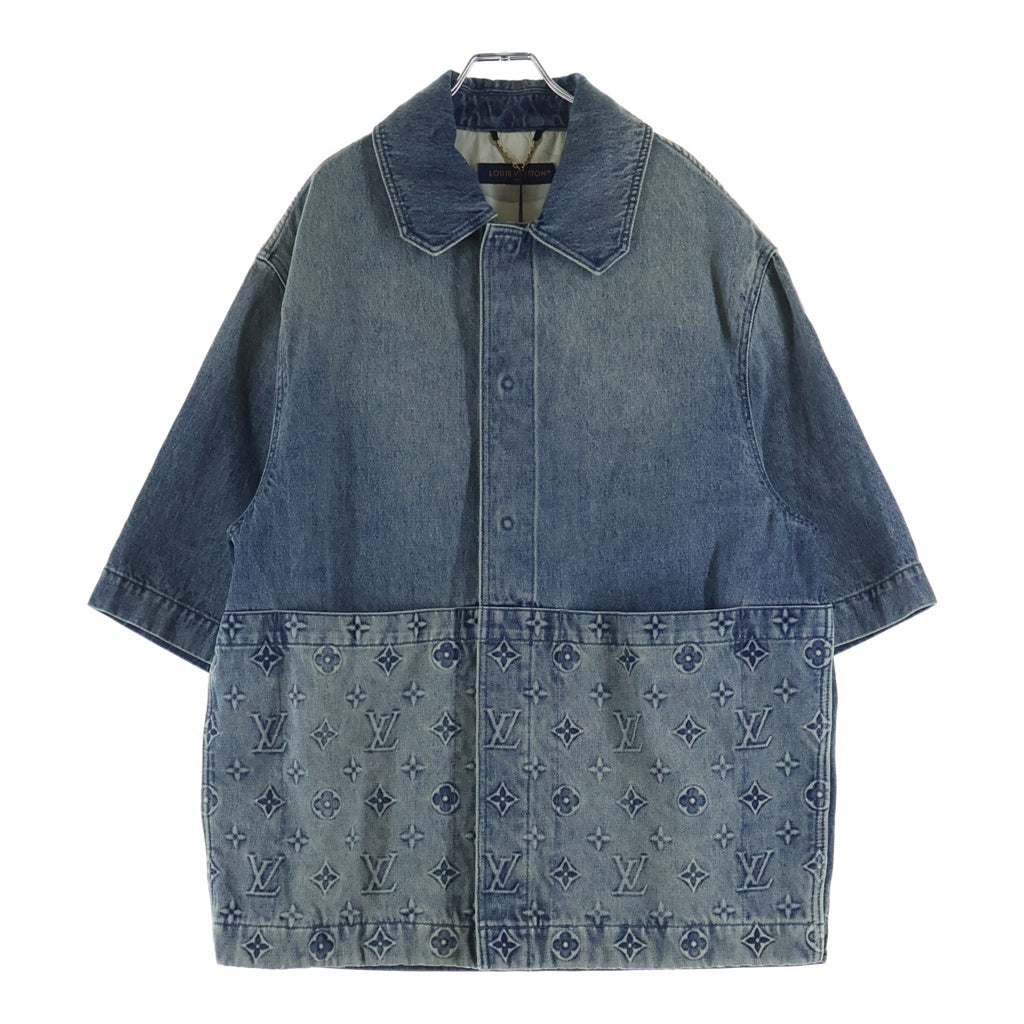 LOUIS VUITTON(ルイヴィトン) 23AW MONOGRAM DENIM WORK SS SHIRT RM232Q Y38 HOS46W モノグラム切り替え 半袖デニムシャツ ブルー
