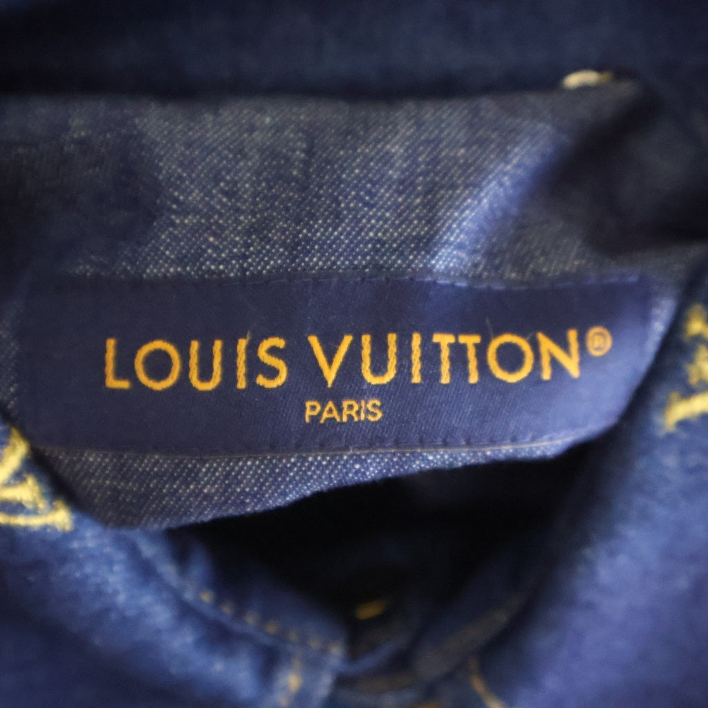 LOUIS VUITTON(ルイヴィトン) 24SS EMBROIDERY LV DENIM SHORT SS SHIRT RM241 JX1 HQS90W LVロゴ刺繍 シグネチャーデニム半袖シャツ ブルー