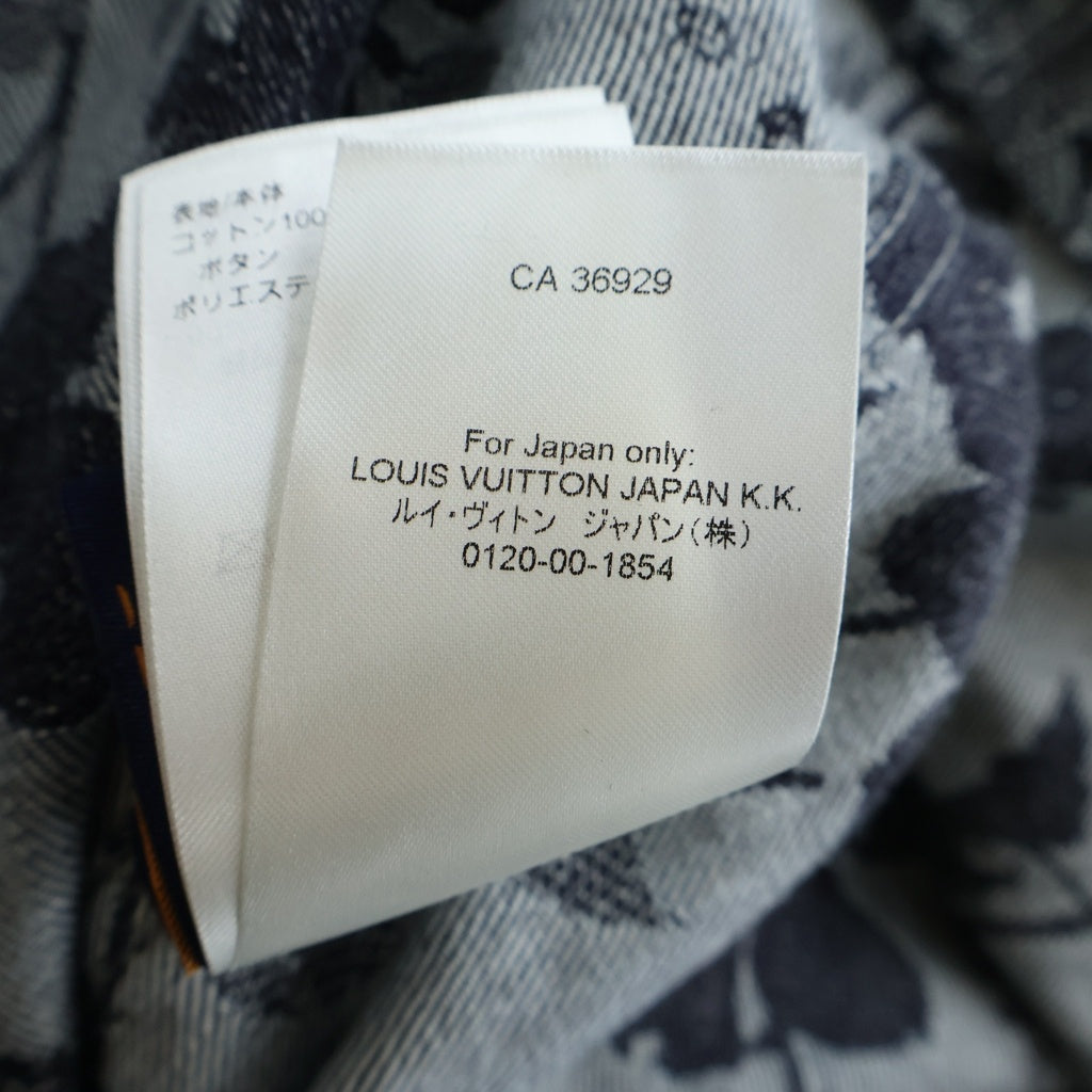 LOUIS VUITTON(ルイヴィトン) 24AW ロゴ刺繍 フラワー総柄 デニム半袖シャツ インディゴ RM242MM LJG HRS25