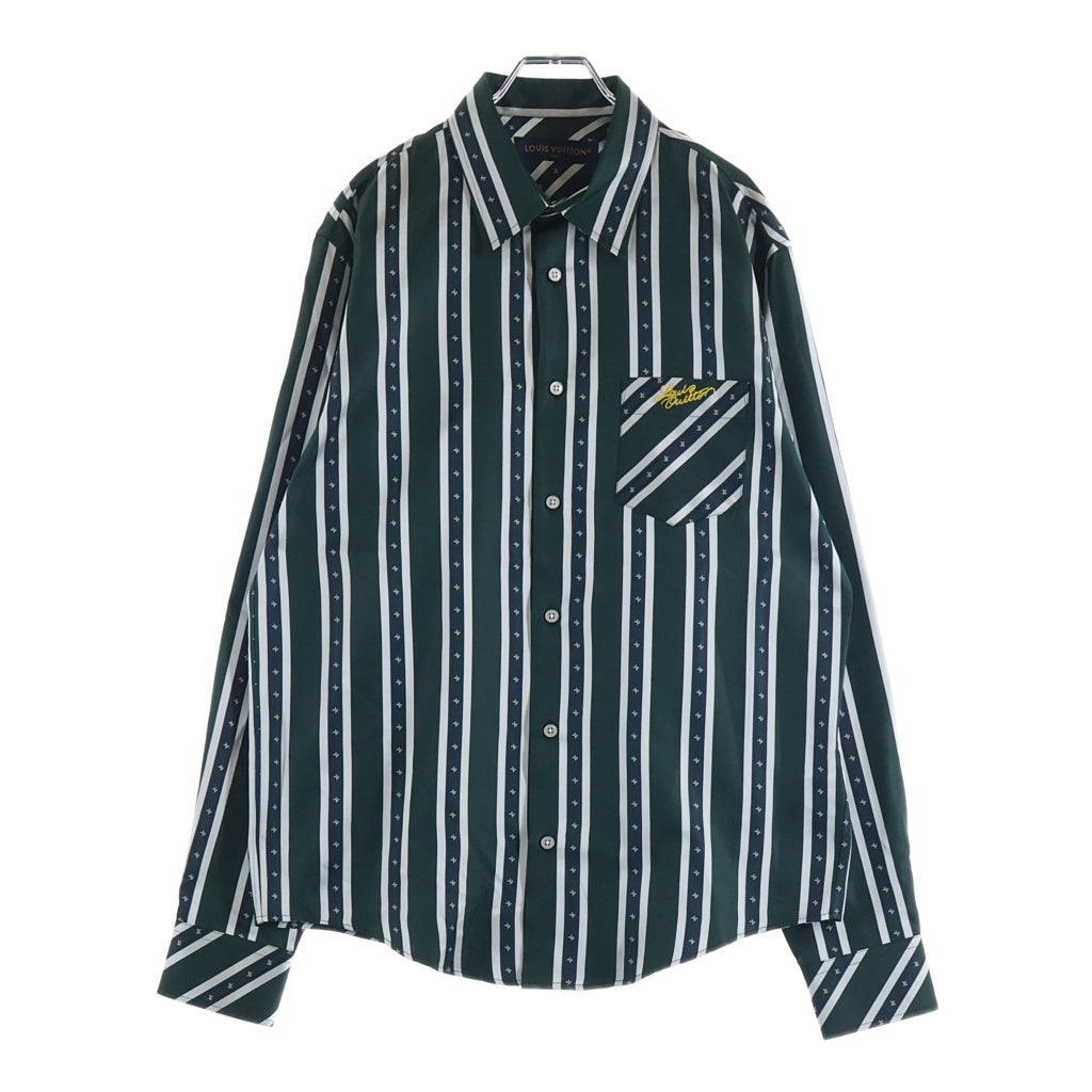 LOUIS VUITTON(ルイヴィトン) 25SS ストライプ シルク 長袖シャツ グリーン RM251MM RBR HSS15W