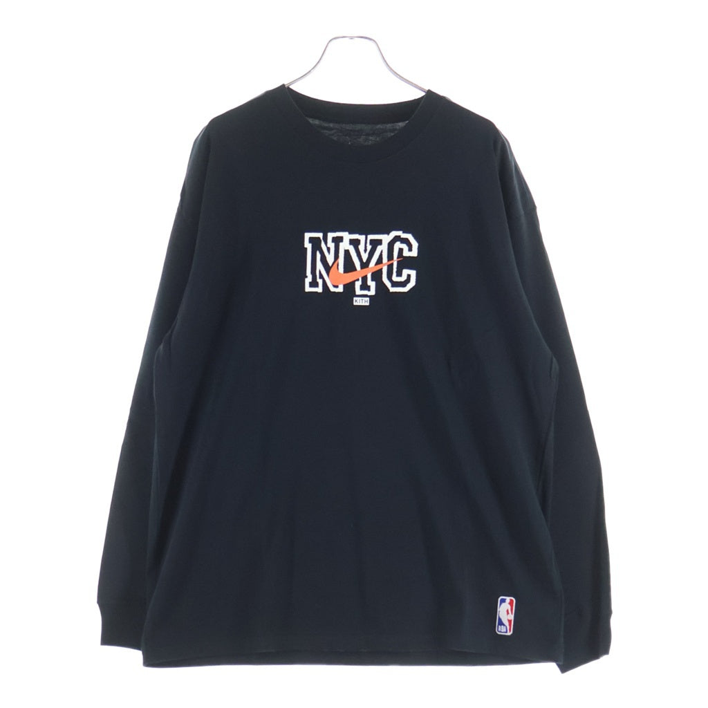 KITH(キス) ×NIKE New York Knicks ナイキ ニューヨークニックス プリント長袖Tシャツ カットソー ブラック DA1634-010