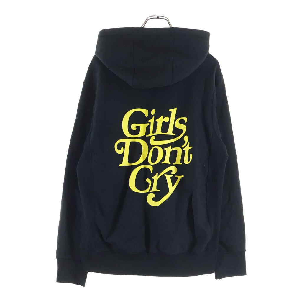 Girls Don't Cry(ガールズドントクライ) LOGO HOODIE 両面ロゴデザイン フーデッド スウェット パーカー ブラック