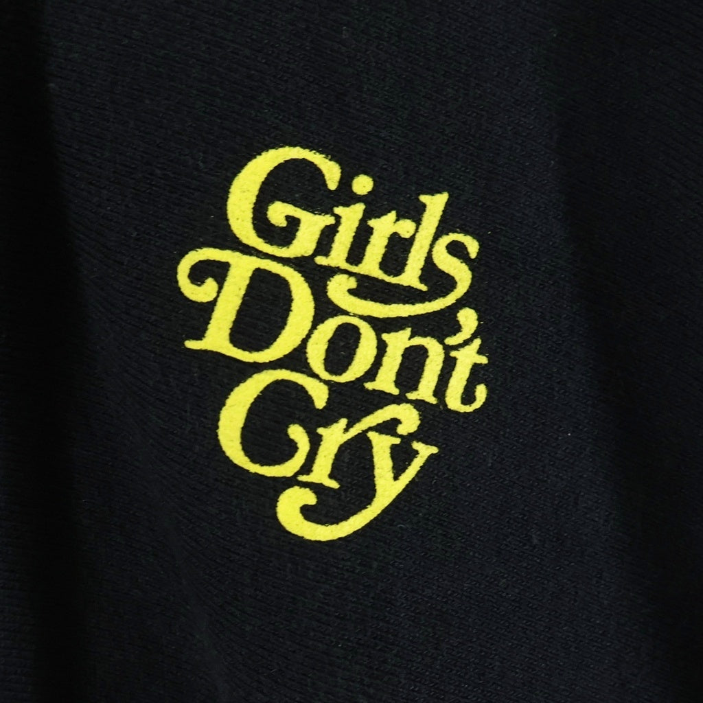 Girls Don't Cry(ガールズドントクライ) LOGO HOODIE 両面ロゴデザイン フーデッド スウェット パーカー ブラック