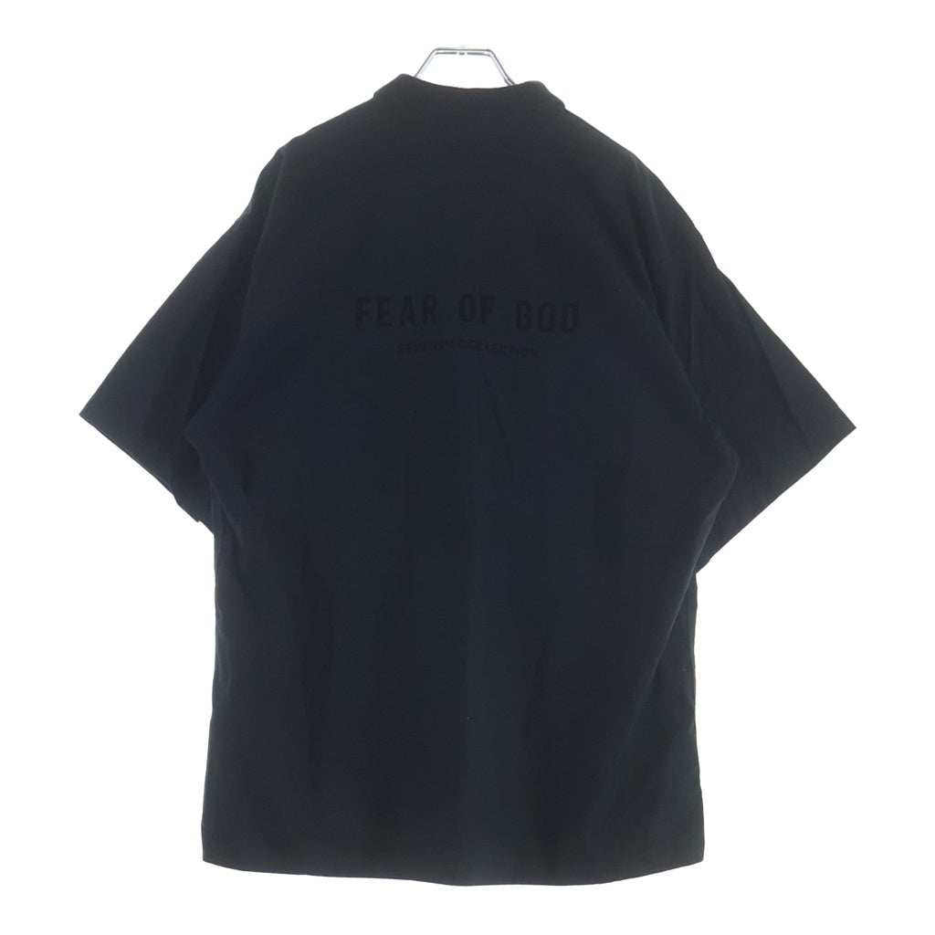 FEAR OF GOD(フィアオブゴッド) 胸プレートデザイン レギュラーカラー 半袖シャツ ブラック