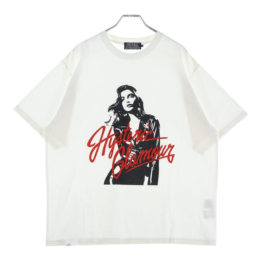 HYSTERIC GLAMOUR(ヒステリックグラマー) 25SS LEATHER WOMAN フロントプリント 半袖Tシャツ カットソー ホワイト 02251CT53