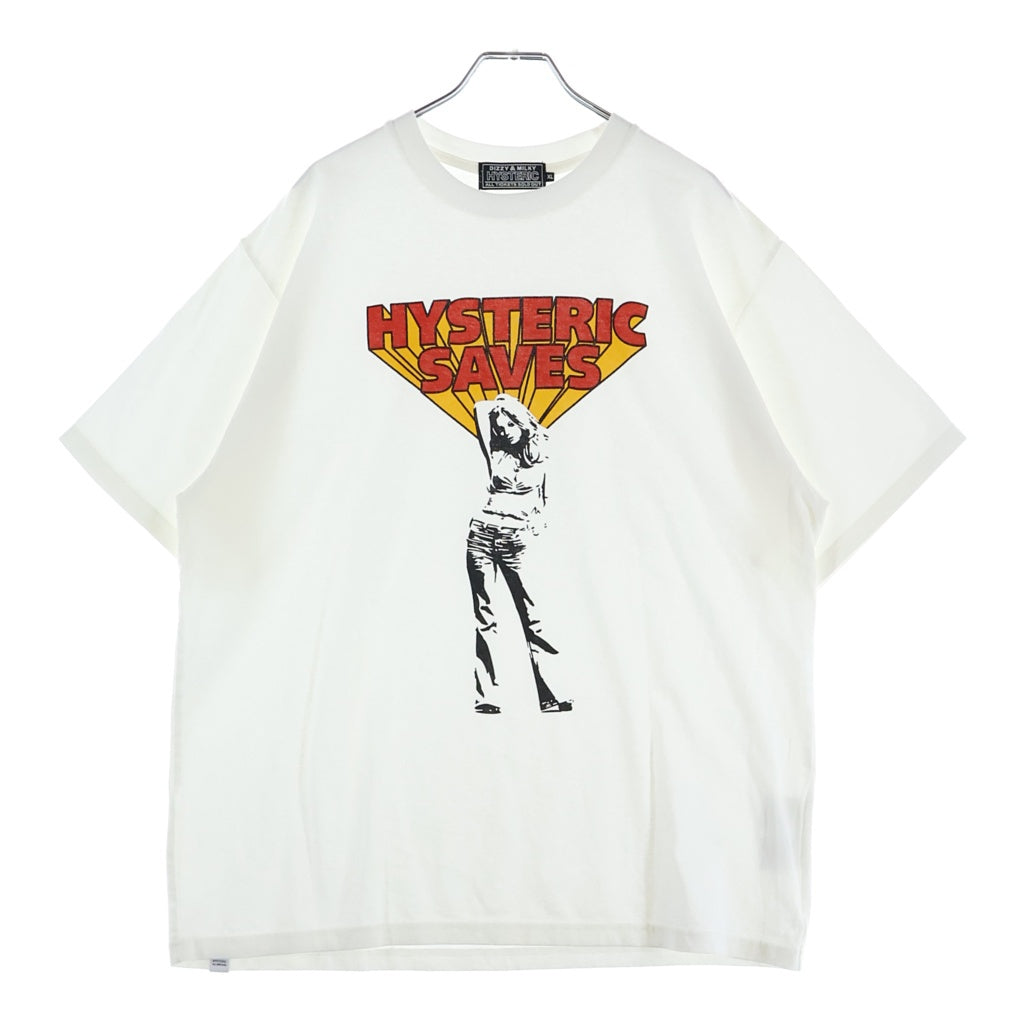HYSTERIC GLAMOUR(ヒステリックグラマー) HYSTERIC SAVES フロントプリント 半袖Tシャツ カットソー ホワイト 02251CT24