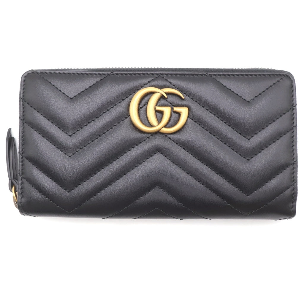 GUCCI(グッチ) GGマーモント ラウンドファスナー レザー長財布 ブラック 443123