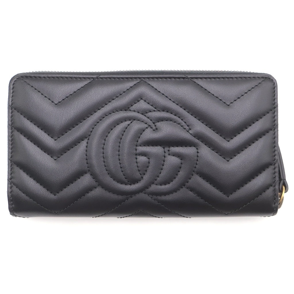 GUCCI(グッチ) GGマーモント ラウンドファスナー レザー長財布 ブラック 443123