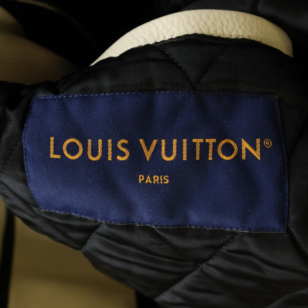LOUIS VUITTON(ルイヴィトン) 24SS シグネチャーロゴ レザー切り替え スタジアムジャンパー ブラック/ホワイト RM241M BQV HQL02E