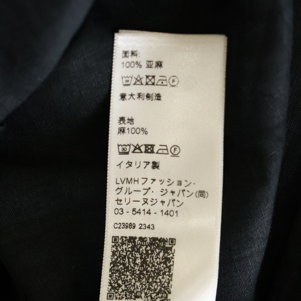 CELINE(セリーヌ) トリンオフロゴデザイン レギュラーカラー リネン 長袖シャツ ブラック 2C98217OU.38NO