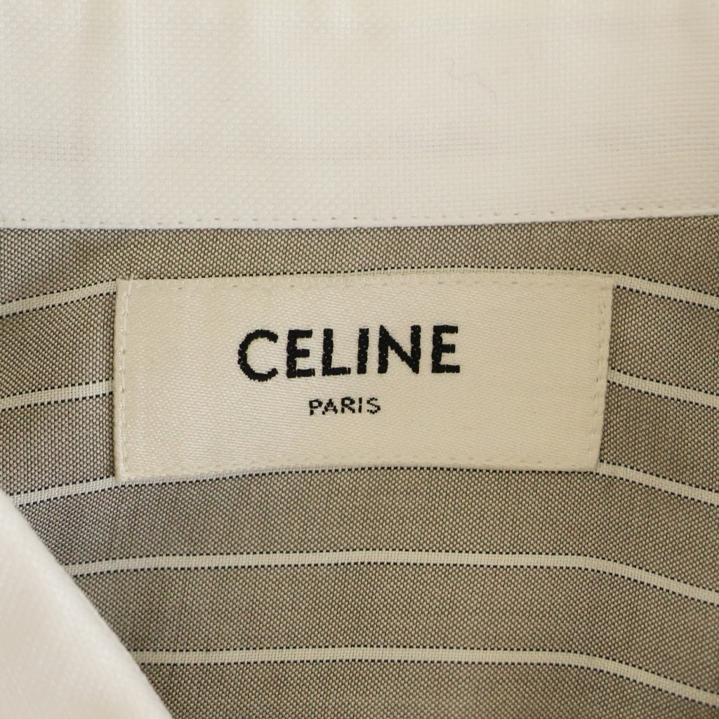 CELINE(セリーヌ) 23AW カーナビールーズ シルクストライプ 長袖シャツ グレー 2C72A948S