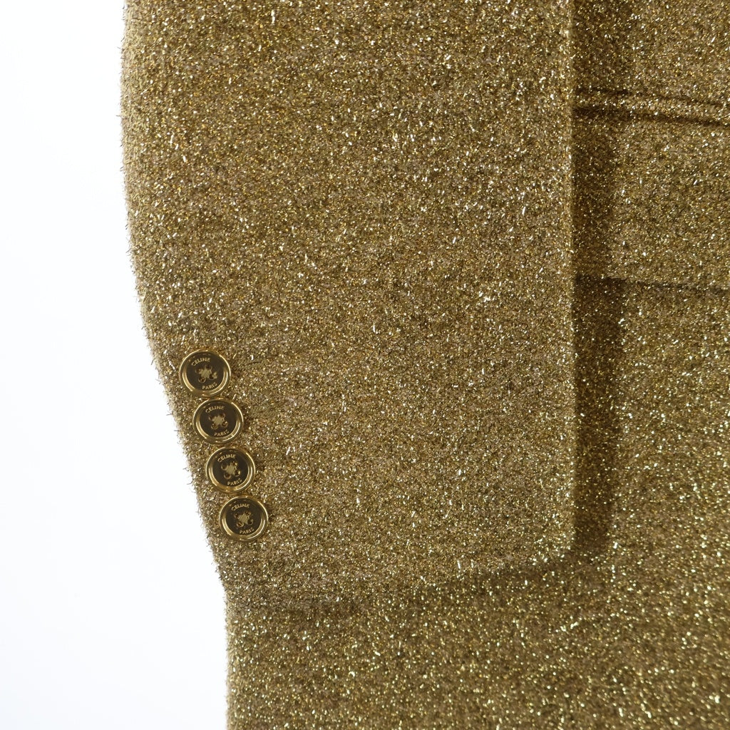 CELINE(セリーヌ) METALLIC TWEED メタリックツイード チェスターコート ゴールド 2M915292S