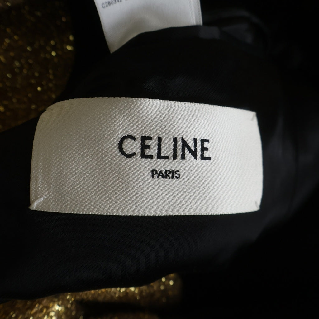CELINE(セリーヌ) METALLIC TWEED メタリックツイード チェスターコート ゴールド 2M915292S