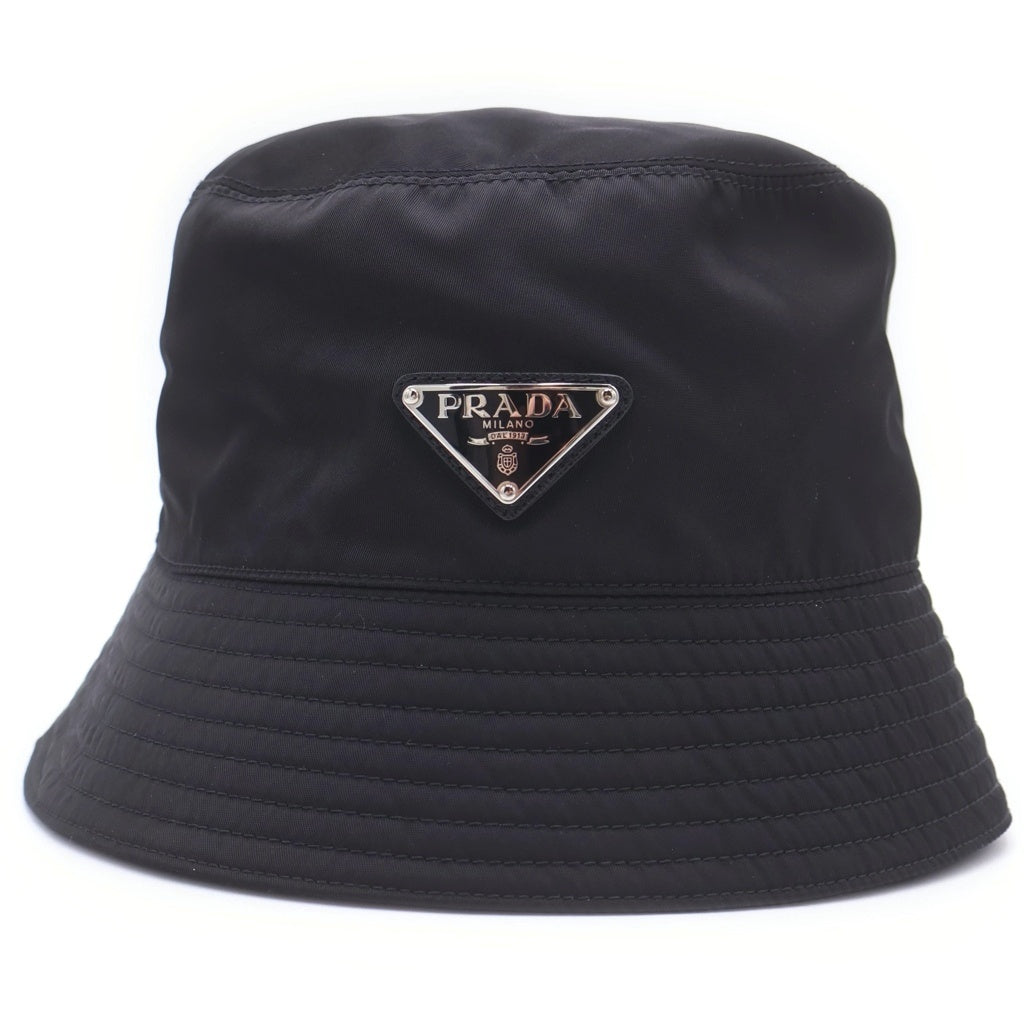 PRADA★バケットハット★XL★Re-Nylon★帽子★プラダ★ナイロン★黒 PRADA(プラダ) RE-NYLON リナイロン ラバー トライアングルロゴ