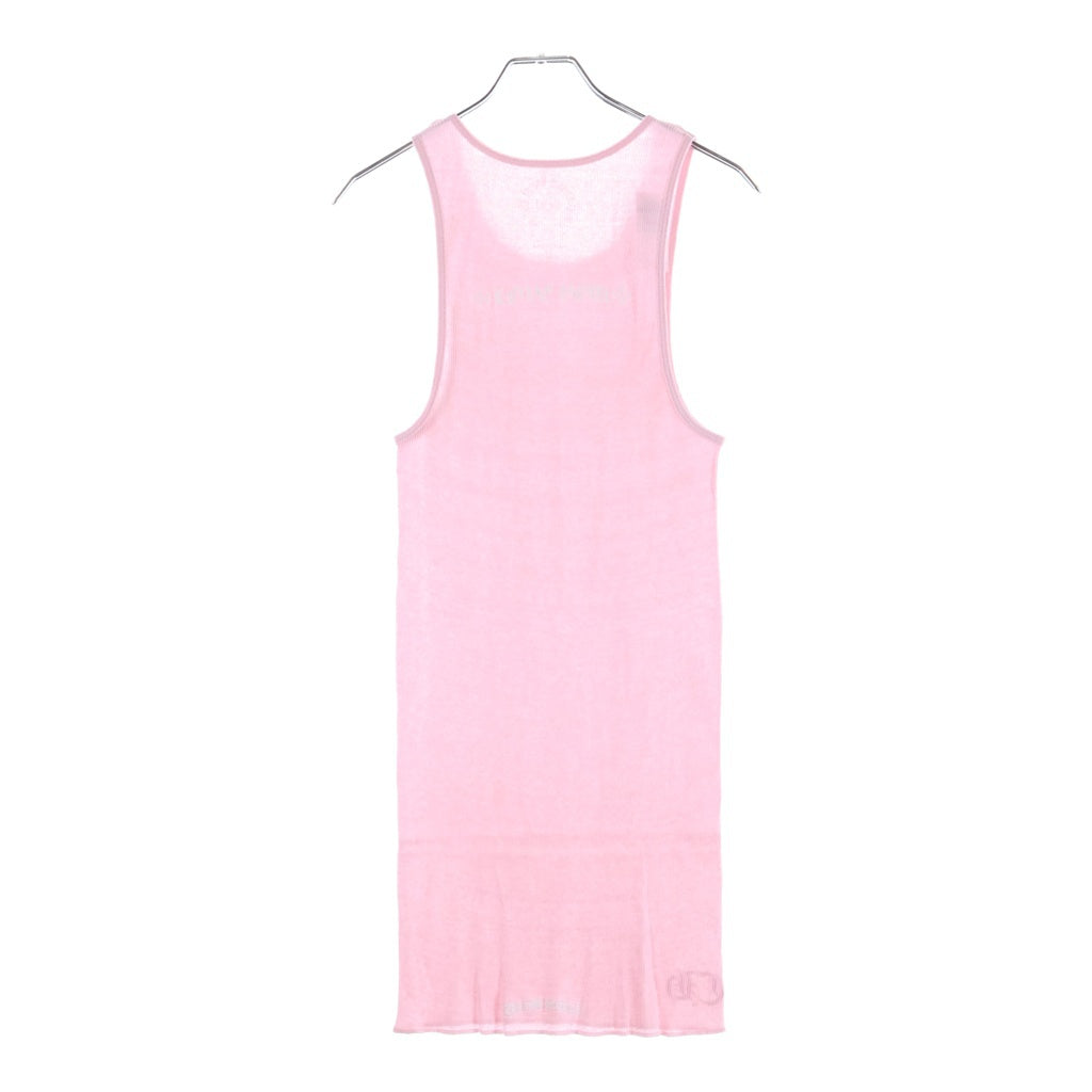 クロムハーツ タンクトップ　ピンク　S CHROME HEARTS(クロムハーツ) RIB TANK ネックロゴプリント ロング