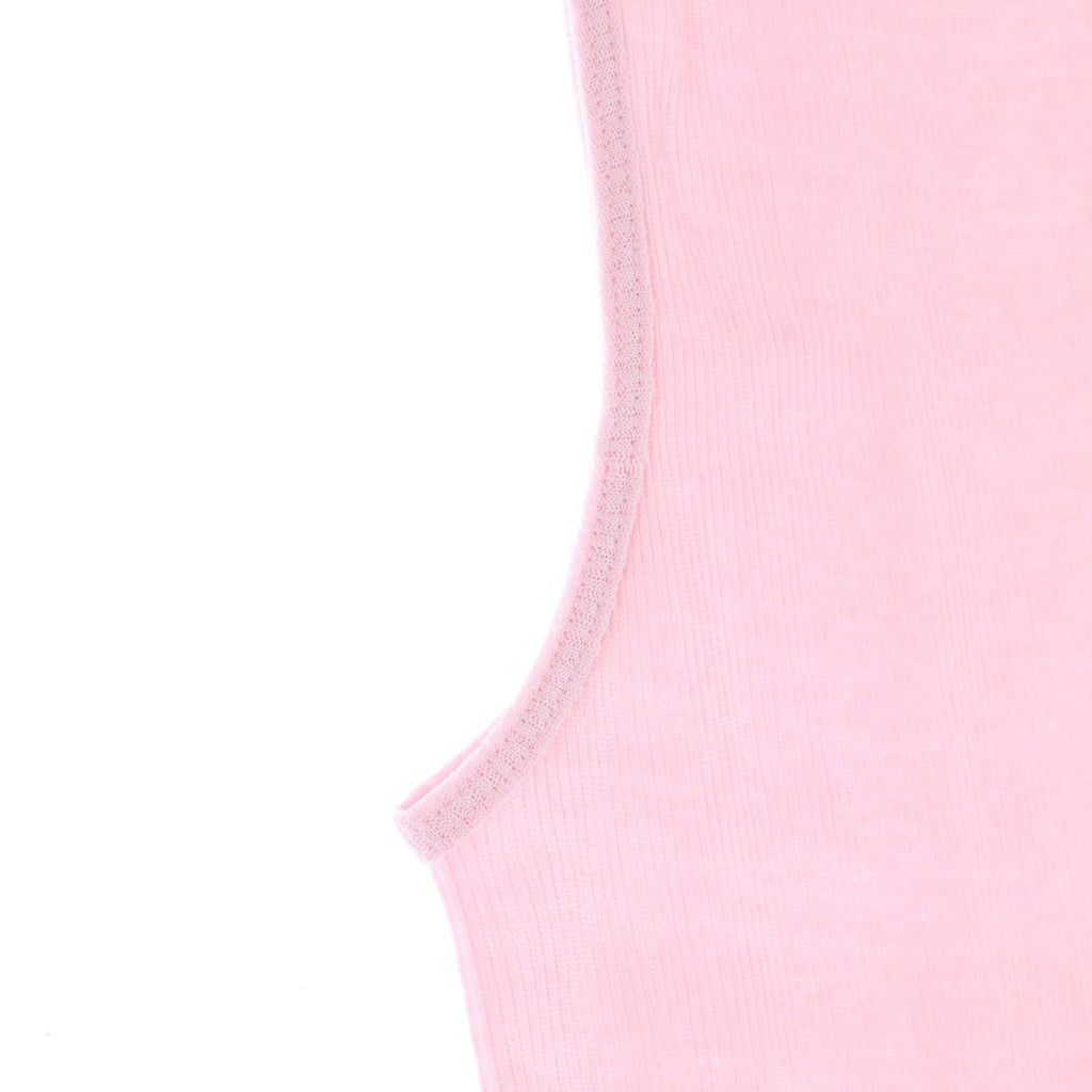 CHROME HEARTS(クロムハーツ) RIB TANK ネックロゴプリント ロングタンクトップ ピンク/ホワイト レディース