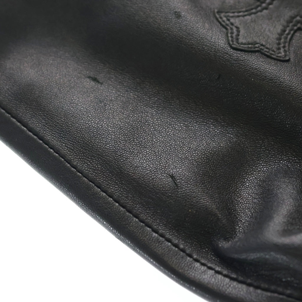 CHROME HEARTS(クロムハーツ) DRW STRNG SACK CRS PATCH クロスパッチドローストリングサックレザー巾着ハンドバッグ