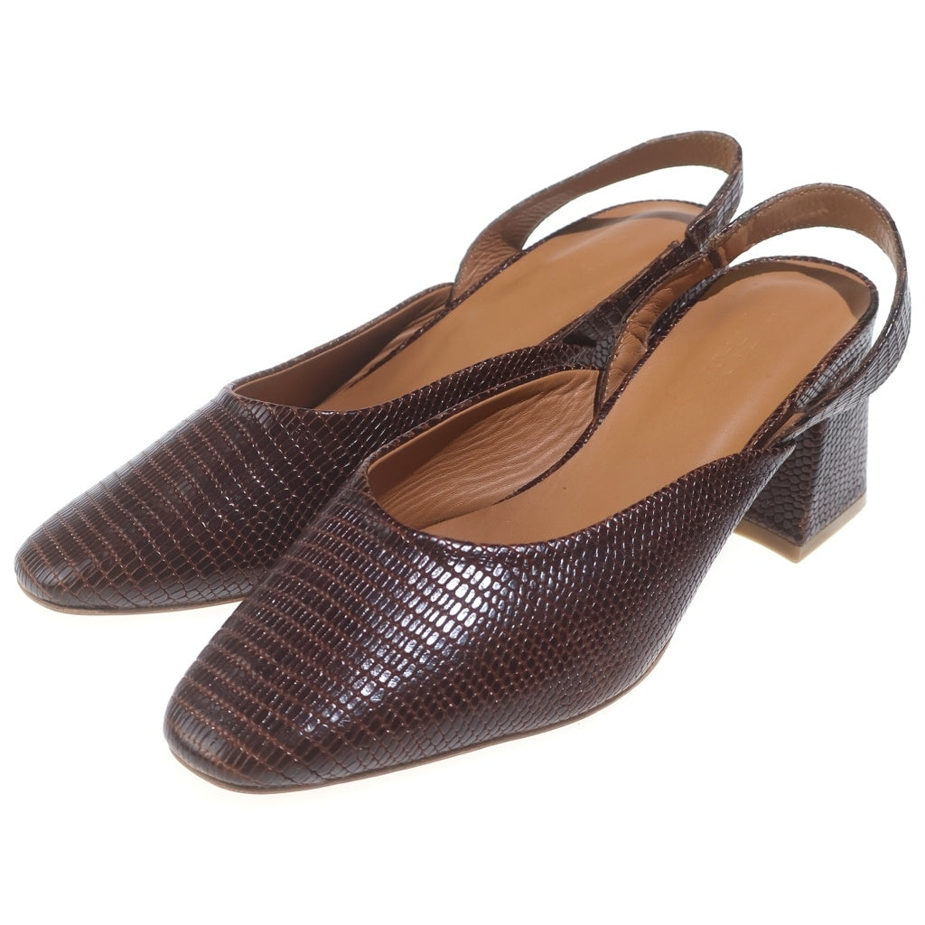 NO BRAND(ノーブランド) by FAR Lisa Brown Embossed Lether pumps バイファー リサブラウン エンボスレザーパンプス ブラウン レディース