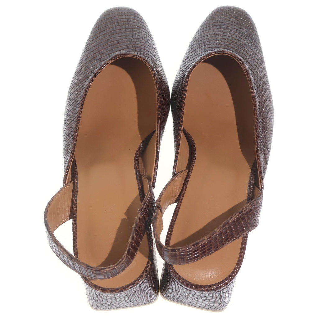 NO BRAND(ノーブランド) by FAR Lisa Brown Embossed Lether pumps バイファー リサブラウン エンボスレザーパンプス ブラウン レディース