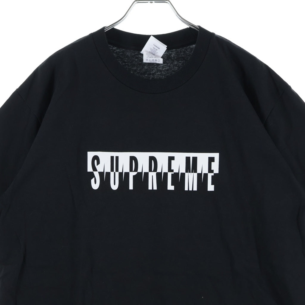 SUPREME(シュプリーム) 25AW Split Tee クルーネック スプリット ロゴプリント半袖Tシャツ カットソー ブラック