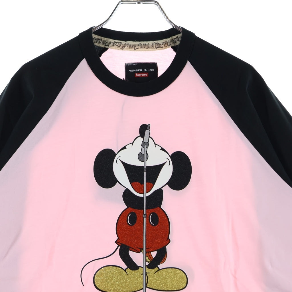 SUPREME(シュプリーム) 25AW×NUMBER(N)INE ミッキーマウスラグラン長袖Tシャツ カットソー ブラック/ピンク