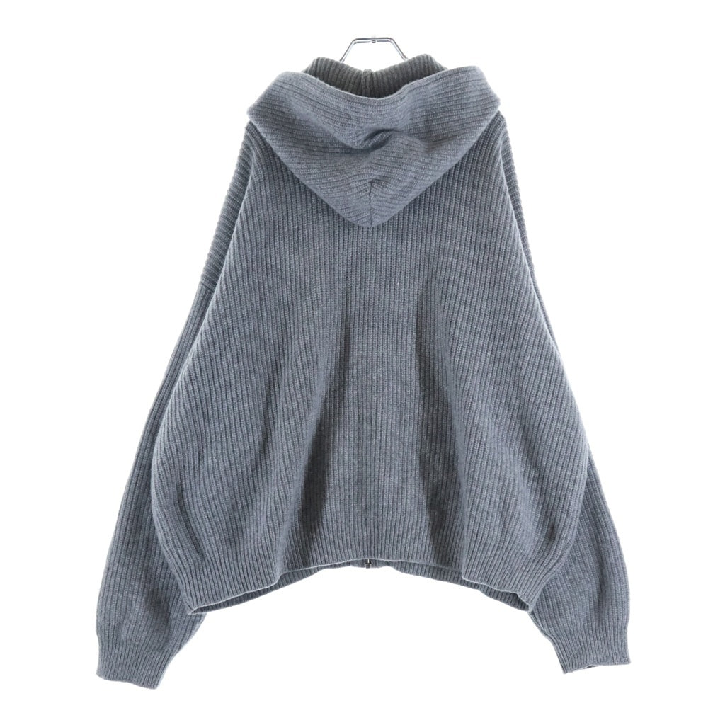CELINE(セリーヌ) Triomphe Zip Up Knit Hoodie トリオンフ ジップアップ ニットパーカー フーディー グレー RY0JF0ZTQ.38NO
