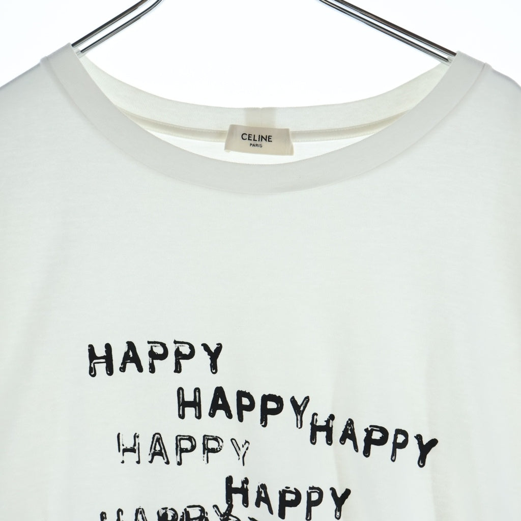 CELINE(セリーヌ) 25SS HAPPY HAPPY プリント クルーネック 半袖Tシャツ カットソー ホワイト RX06F671Q