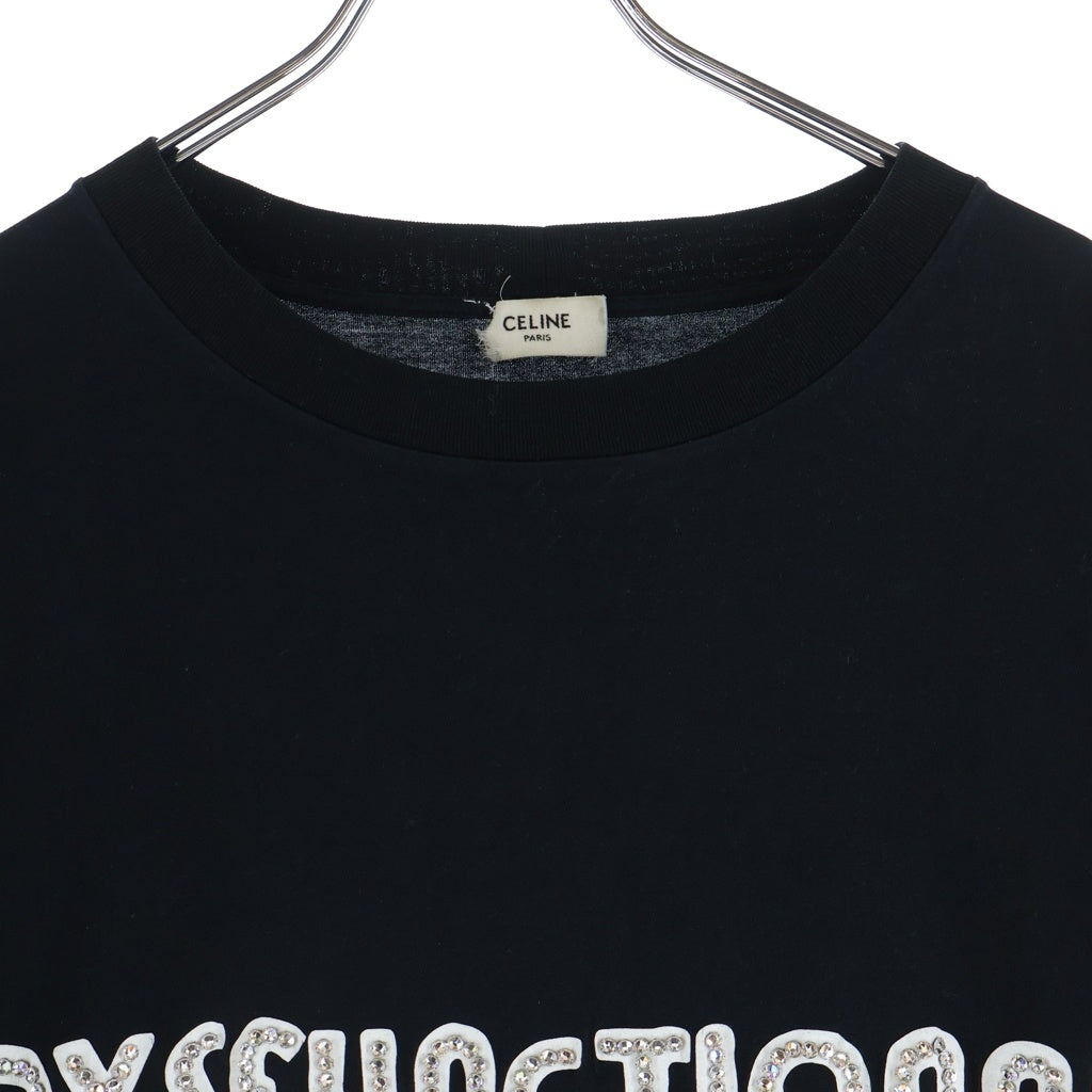 CELINE(セリーヌ) ラインストーンロゴ 半袖Tシャツ カットソー ブラック 2X54F671Q