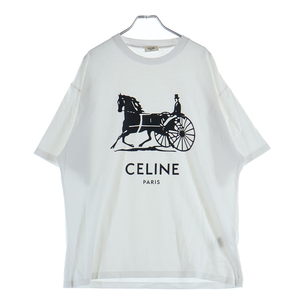 CELINE(セリーヌ) フロントプリント 半袖Tシャツ カットソー ホワイト RX0LB1242