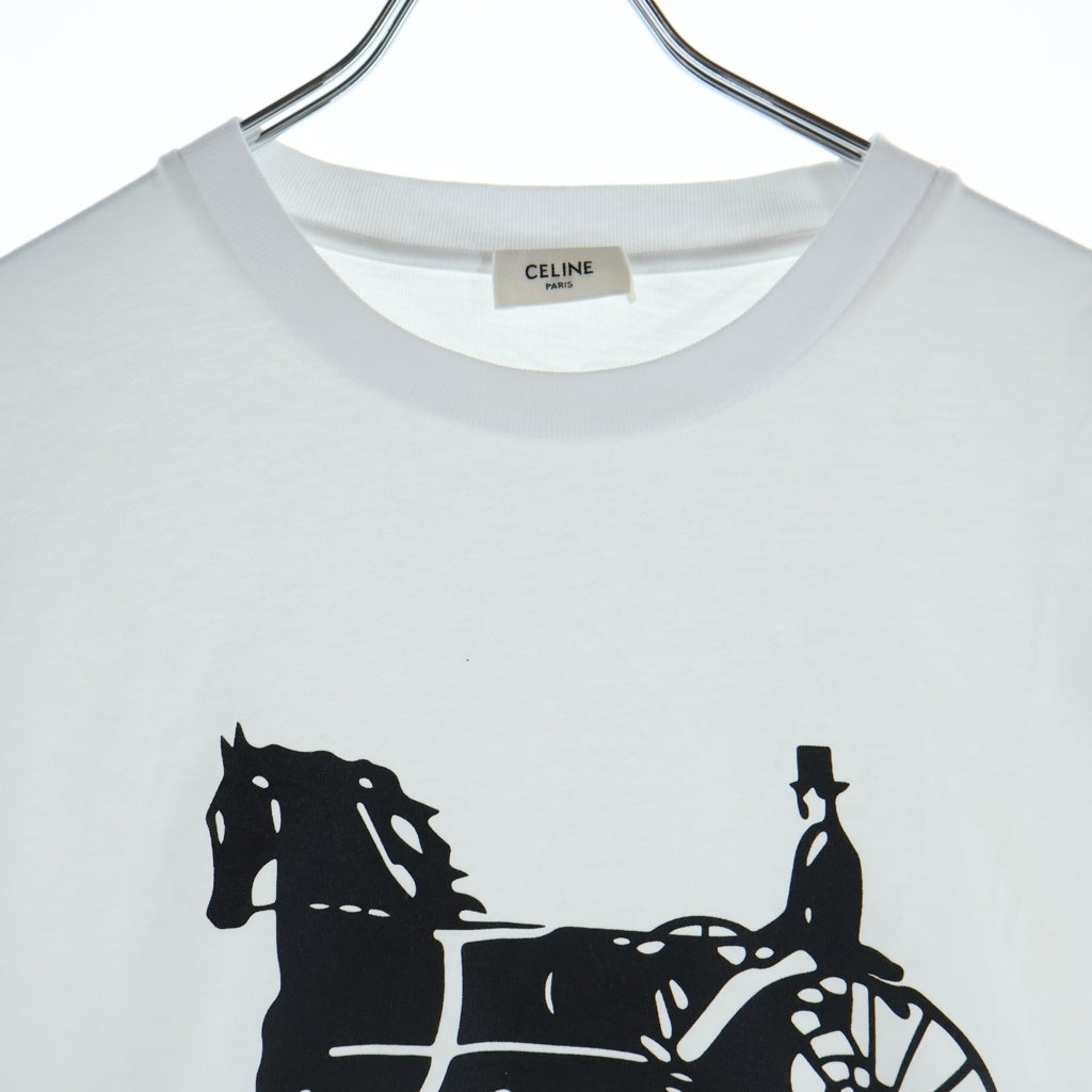 CELINE(セリーヌ) フロントプリント 半袖Tシャツ カットソー ホワイト RX0LB1242