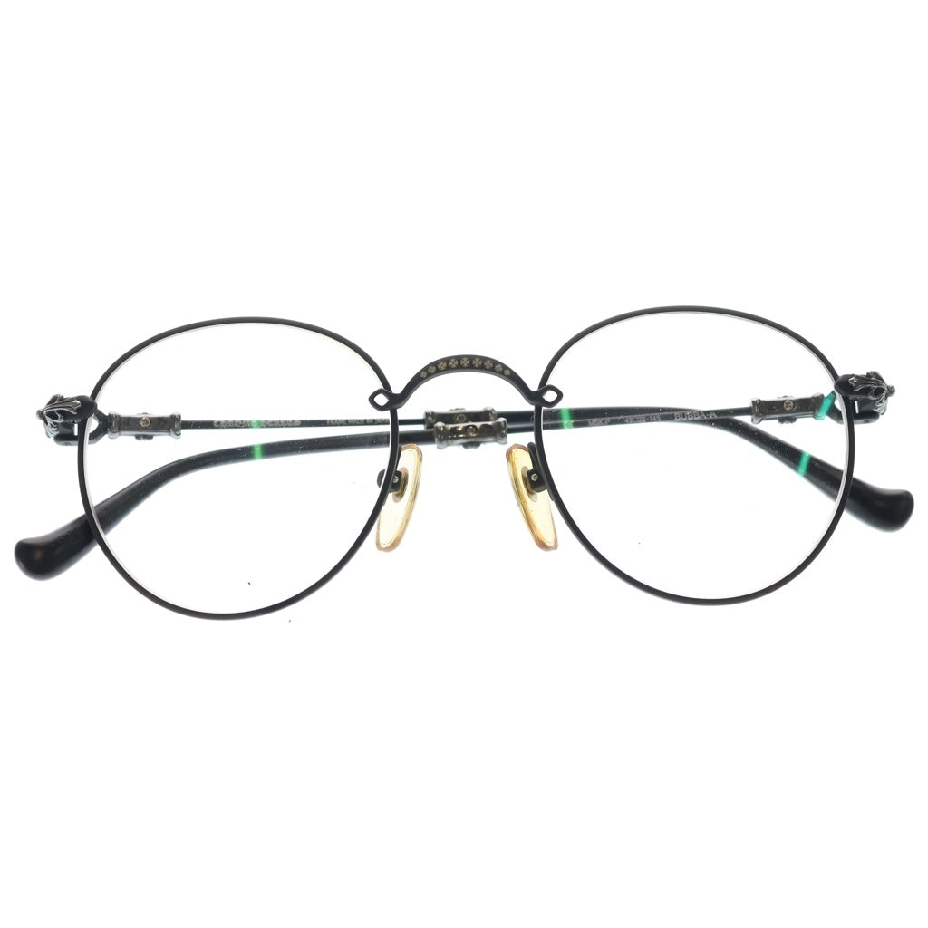 CHROME HEARTS(クロムハーツ) BUBBA-A クロステンプル メタルフレーム ラウンド眼鏡 アイウェア シルバー/ブラック