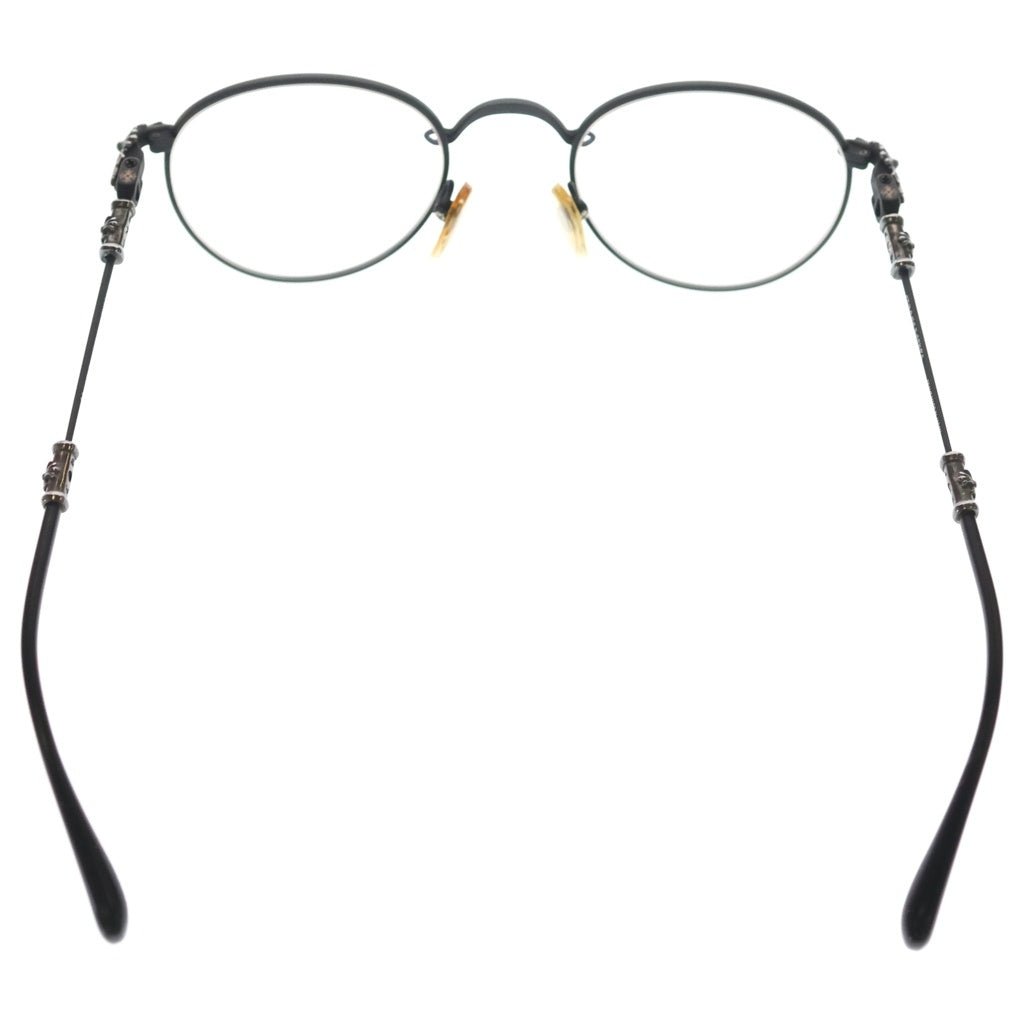 CHROME HEARTS(クロムハーツ) BUBBA-A クロステンプル メタルフレーム ラウンド眼鏡 アイウェア シルバー/ブラック