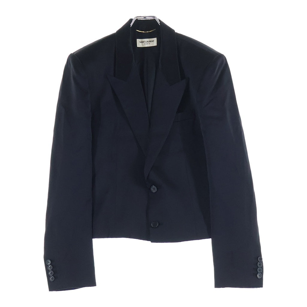 SAINT LAURENT PARIS(サンローランパリ) ピークドラペル 2Bスペンサージャケット テーラードジャケット ブラック 684931 Y2E71