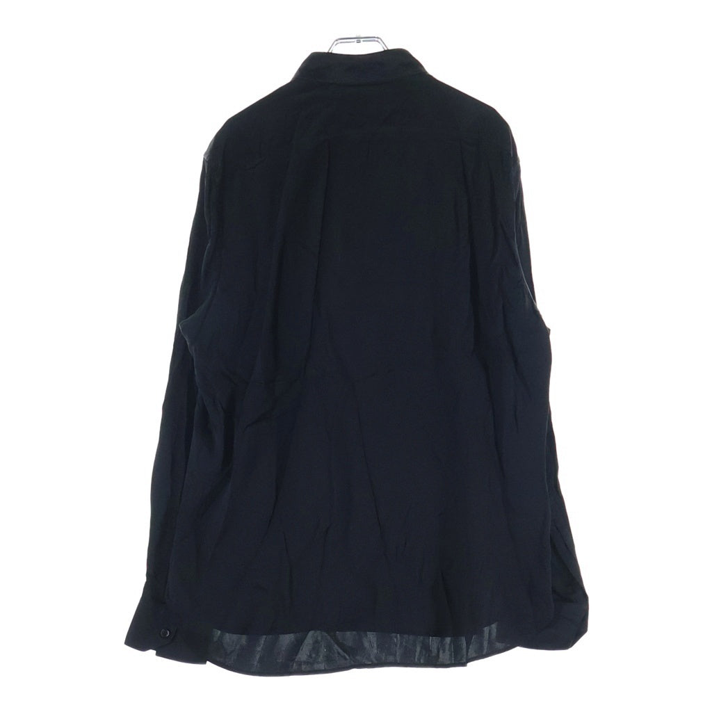 SAINT LAURENT PARIS(サンローランパリ) 比翼ボタン シルク 長袖シャツ ブラック 646850 Y900R