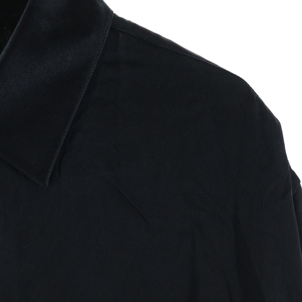 SAINT LAURENT PARIS(サンローランパリ) 比翼ボタン シルク 長袖シャツ ブラック 646850 Y900R