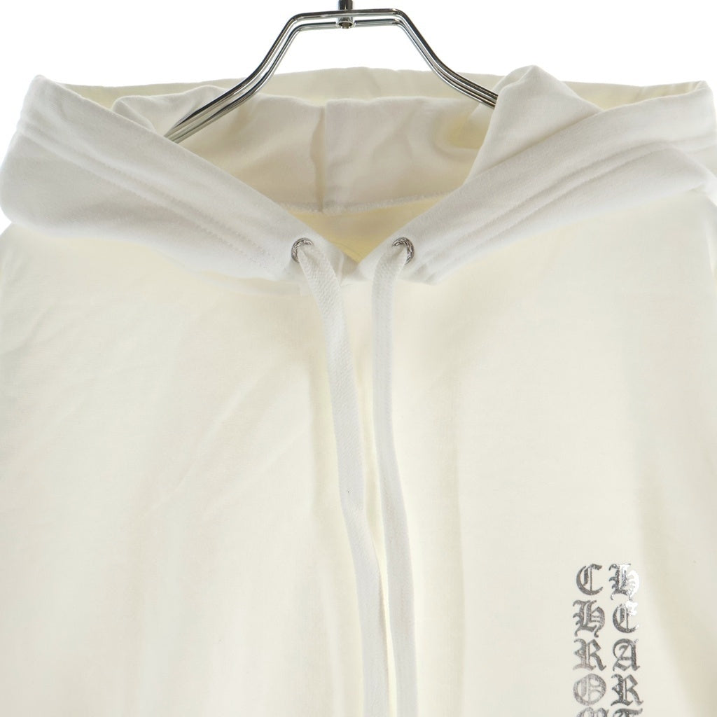 CHROME HEARTS(クロムハーツ) WHITE FOIL HOODIE アームロゴプリント プルオーバー スウェット パーカー ホワイト