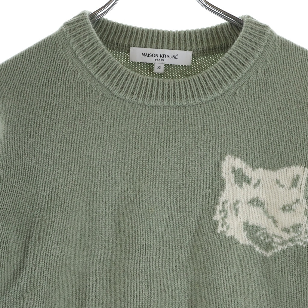 MAISON KITSUNE(メゾンキツネ) MAISON KITSUNE メゾンキツネ フォックスヘッド ニット セーター レディース グリーン NW00808KM0329