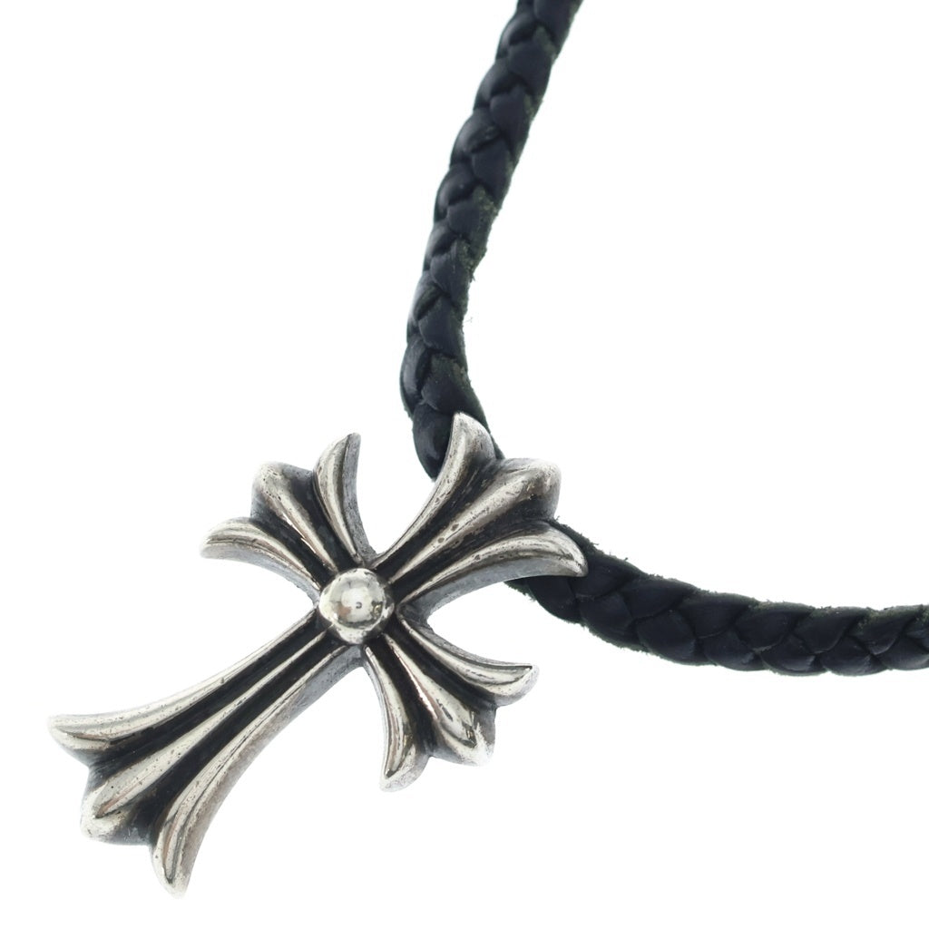 CHROME HEARTS(クロムハーツ) CH CRS SML CL スモールCHクロス クリンプト レザーブレイド ネックレス シルバー/ブラック BCA217