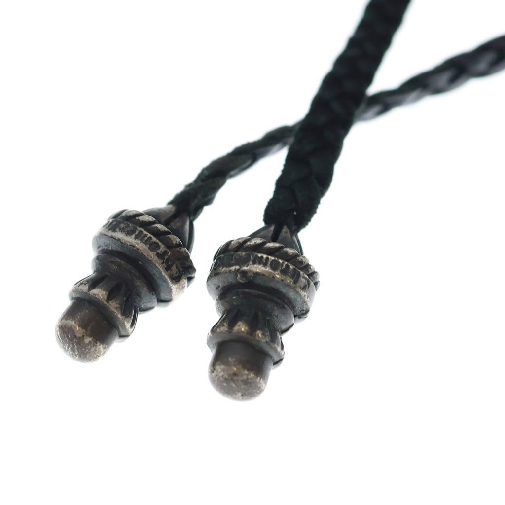 CHROME HEARTS(クロムハーツ) CH CRS SML CL スモールCHクロス クリンプト レザーブレイド ネックレス シルバー/ブラック BCA217