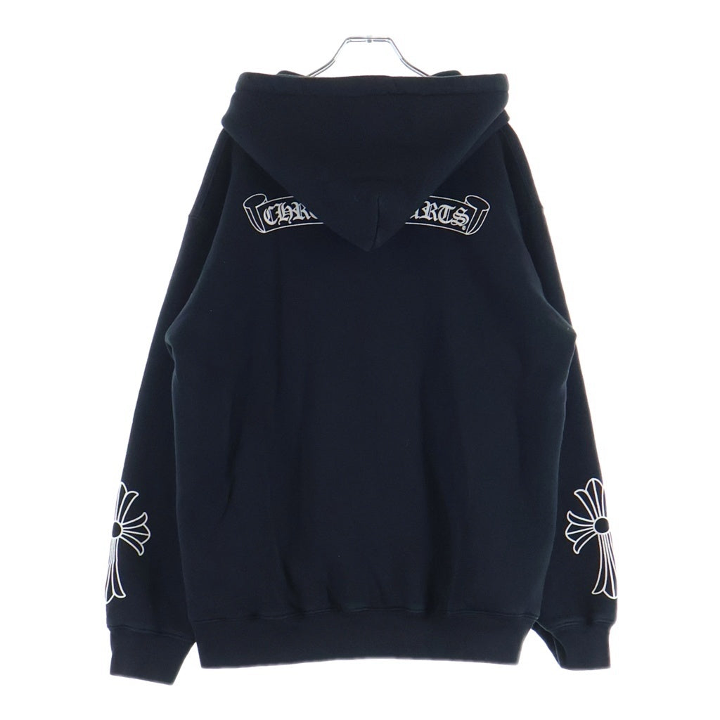 CHROME HEARTS(クロムハーツ) SWTSHRT HD ZIP 裏地サーマル スクロールラベルプリント ダガージップアップパーカー フーディ ブラック