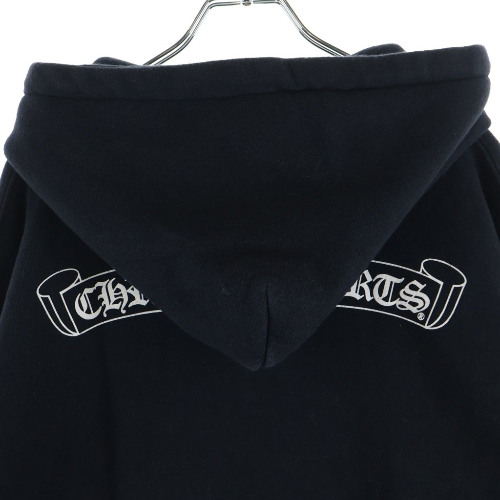 CHROME HEARTS(クロムハーツ) SWTSHRT HD ZIP 裏地サーマル スクロールラベルプリント ダガージップアップパーカー フーディ ブラック