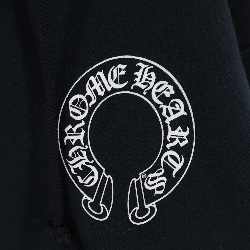 CHROME HEARTS(クロムハーツ) SWTSHRT HD ZIP 裏地サーマル スクロールラベルプリント ダガージップアップパーカー フーディ ブラック