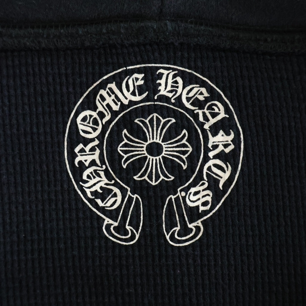CHROME HEARTS(クロムハーツ) SWTSHRT HD ZIP 裏地サーマル スクロールラベルプリント ダガージップアップパーカー フーディ ブラック