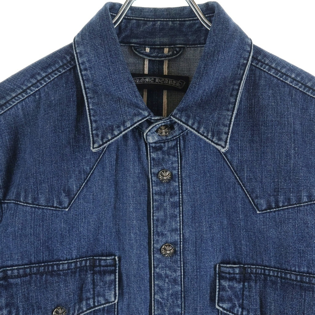 CHROME HEARTS(クロムハーツ) DENIM WESTERN デニムウエスタン 袖クロスパッチ クロスボタン デニム長袖シャツ インディゴ