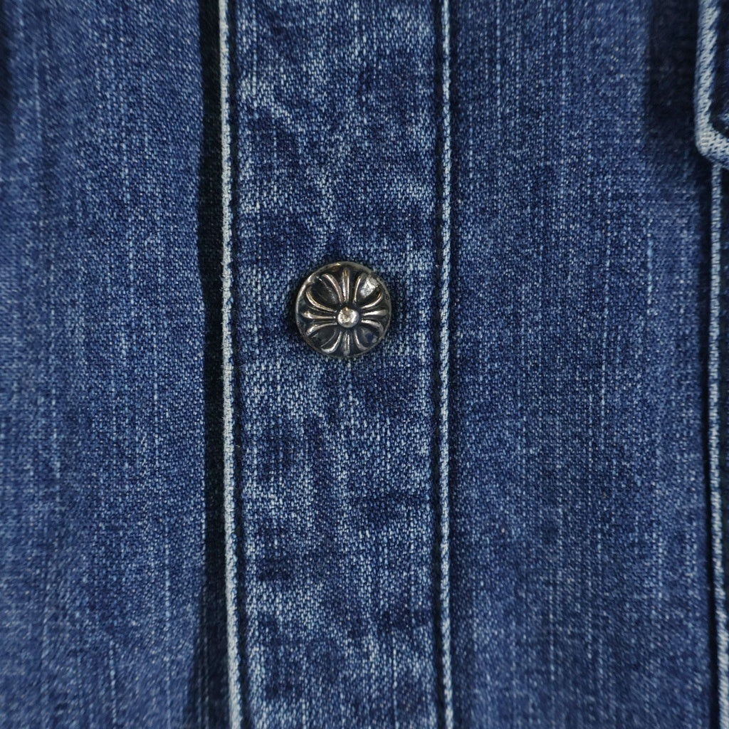 CHROME HEARTS(クロムハーツ) DENIM WESTERN デニムウエスタン 袖クロスパッチ クロスボタン デニム長袖シャツ インディゴ