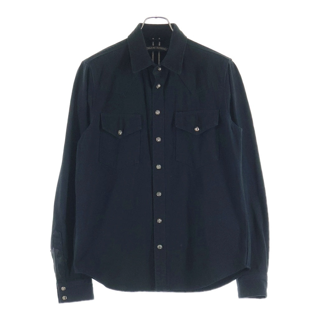 CHROME HEARTS(クロムハーツ) DENIM WESTERN デニムウエスタン 袖クロスパッチ クロスボタン デニム長袖シャツ ブラック