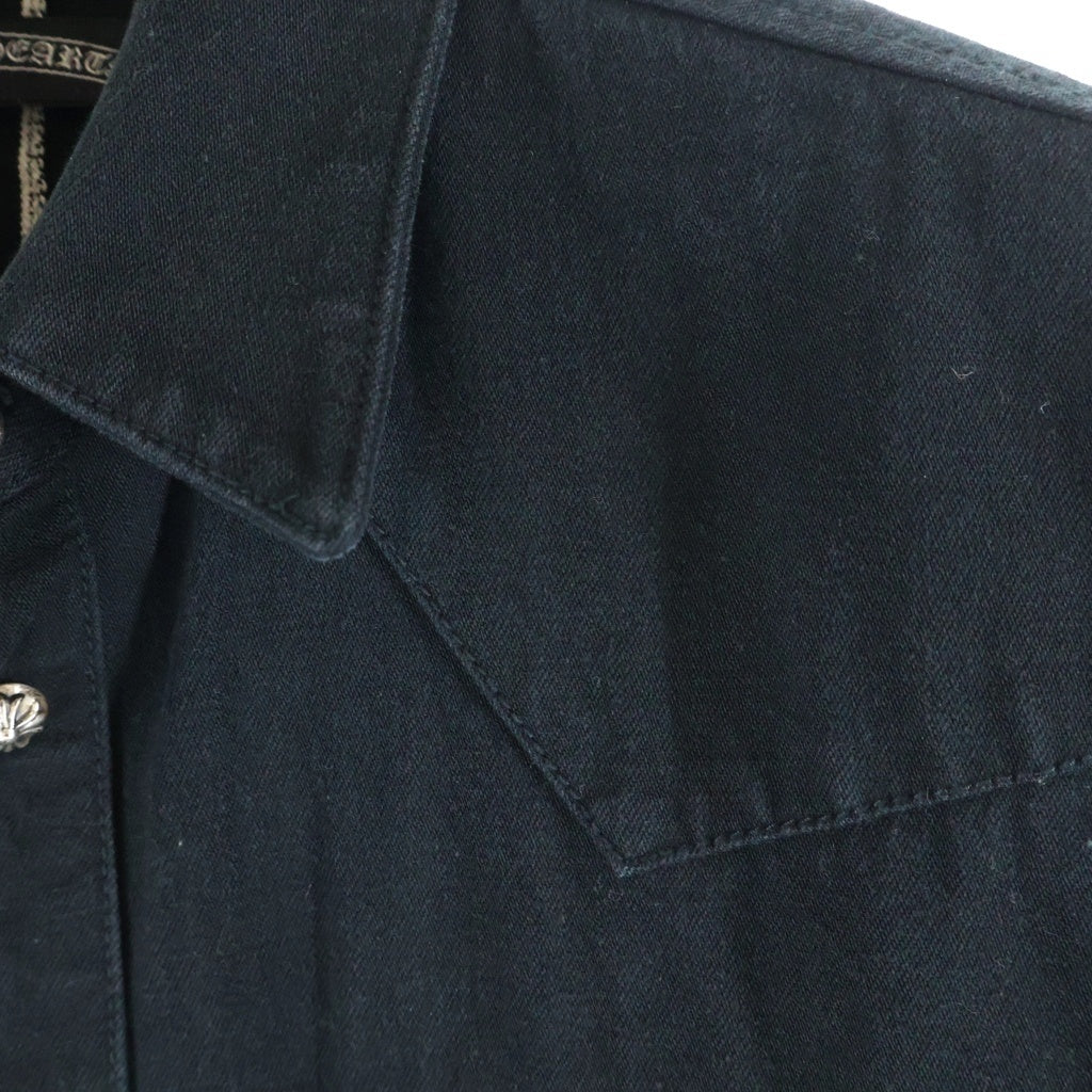 CHROME HEARTS(クロムハーツ) DENIM WESTERN デニムウエスタン 袖クロスパッチ クロスボタン デニム長袖シャツ ブラック