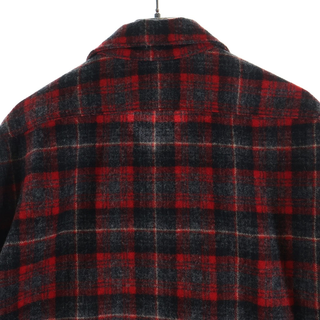 NO BRAND(ノーブランド) DEHEN ディーエン ウール チェック柄 長袖シャツ レッド